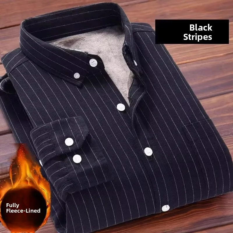 Men's Fce Lined Corduroy Long Sve irt Casual Loose Fit Workwear Stripe Pattern Vintage Sle Autumn Winter Outerwear