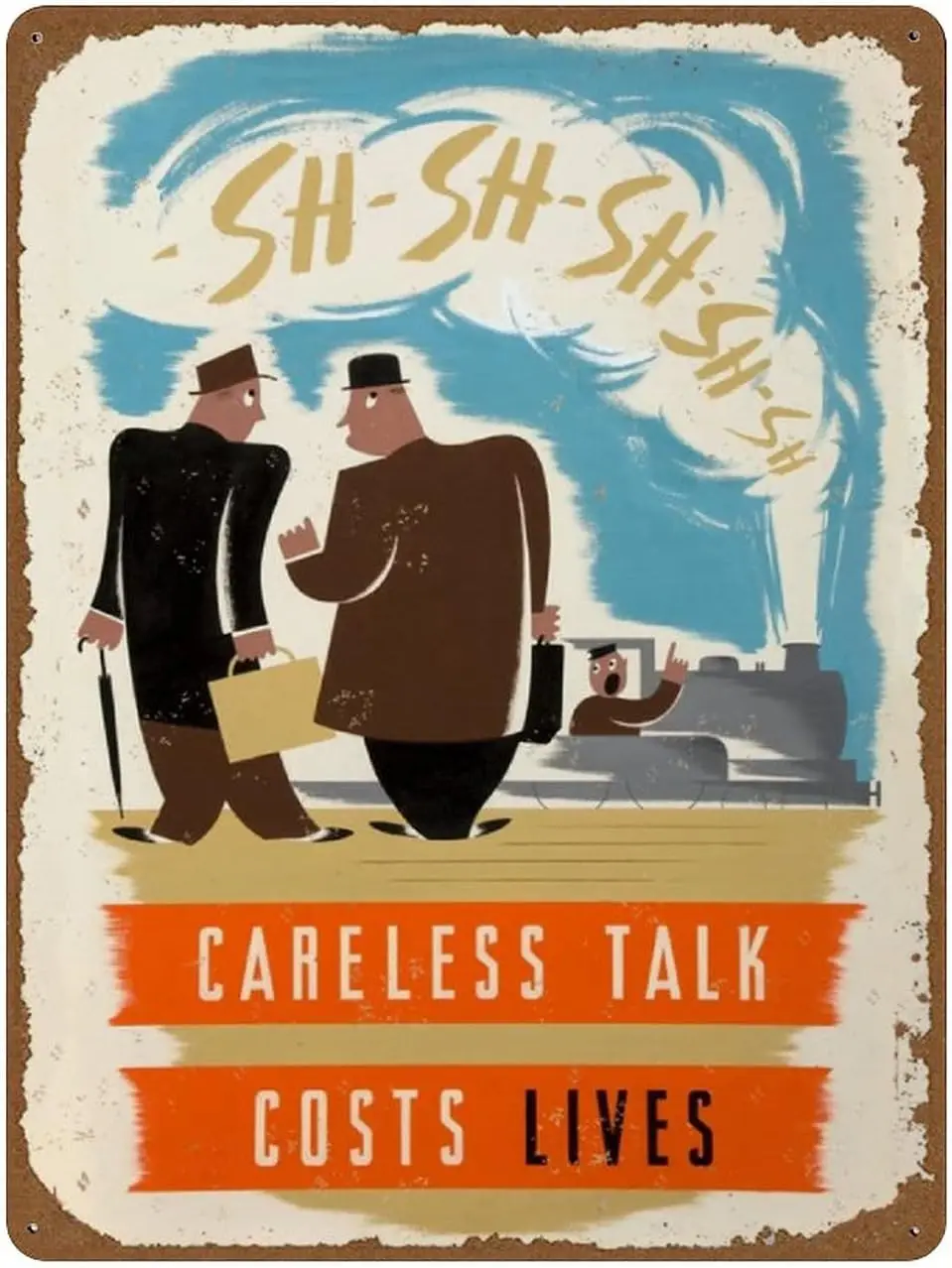 Careless Talk Costs Lives Vintage Classic British WW2 Propaganda Poster Novelty  Tin Sign Metal Wall Funny Man Cave Cool