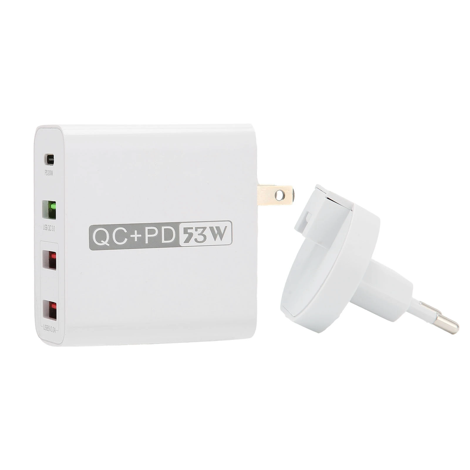 

Зарядное устройство для мобильных телефонов 53W с 4 портами, быстрая зарядка 20W PD QC3.0, складной дорожный USB-адаптер, Plug & Play, прочный, с многоуровневой защитой