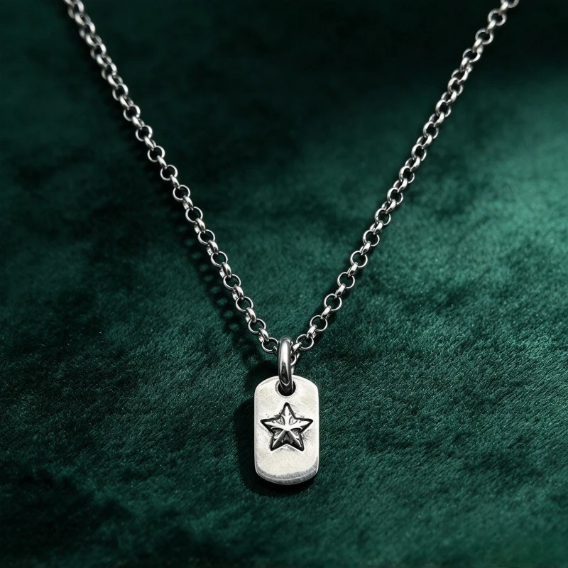 2026 New Retro 925 Silver Pentagram Necklace Men's and Women's Sweater Chain Luxury Jewelry