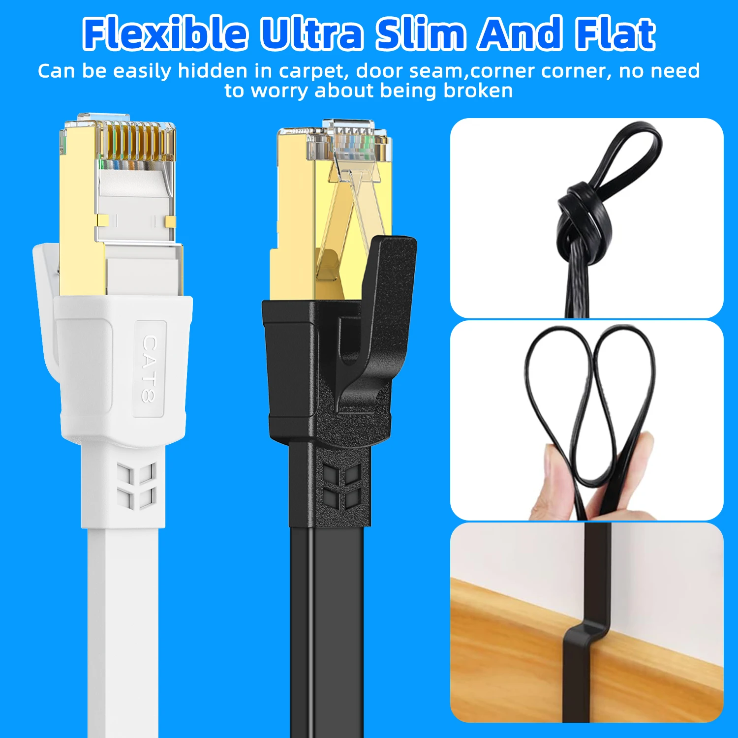 Gaming High Speed Ethernet Cable CAT8 40Gbps 2000MHz Internet Network Patch Cord 10M 20M 30M RJ45 Lan Cord Cable Ethernet Cat 8