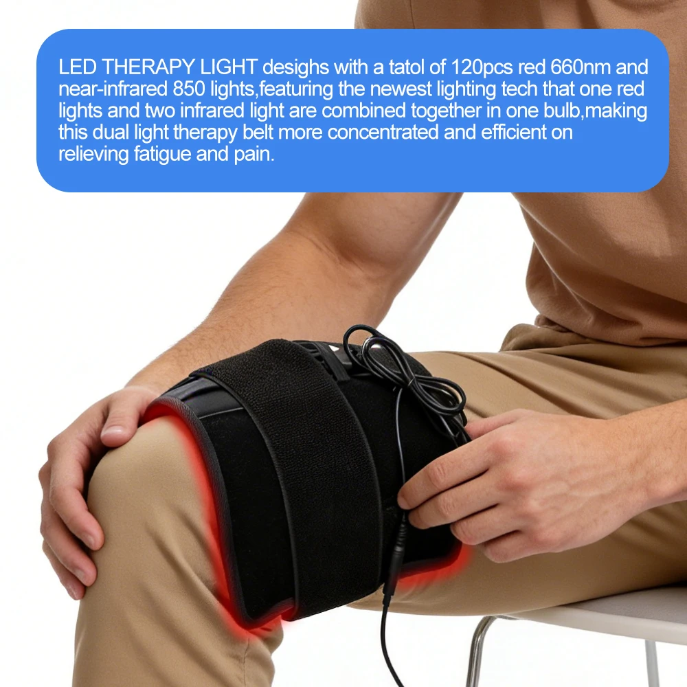 120 LEDs Red Infrared Light 850nm 660nm Red Light Belt Knee Joint Abdomen Waist Shoulder Massage Belt Hot Compress Relaxation