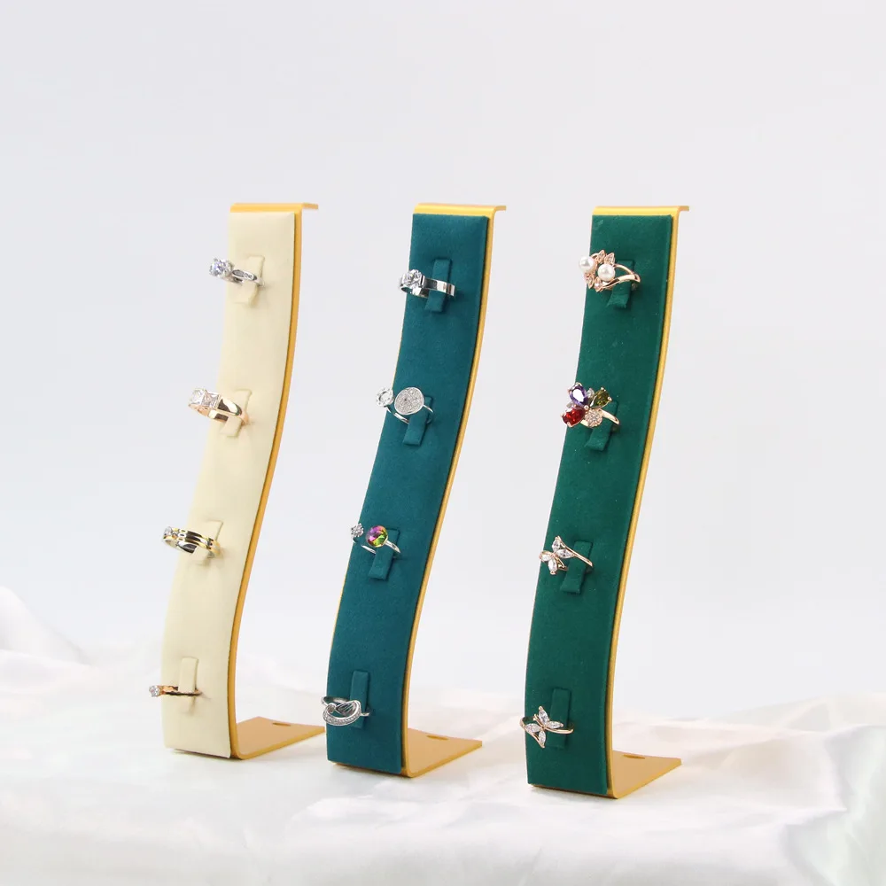 New Aluminum Alloy Beige/Green/Blue Velvet Ring Earrings Jewelry Posing Photography Decoration Display Shooting Background Props