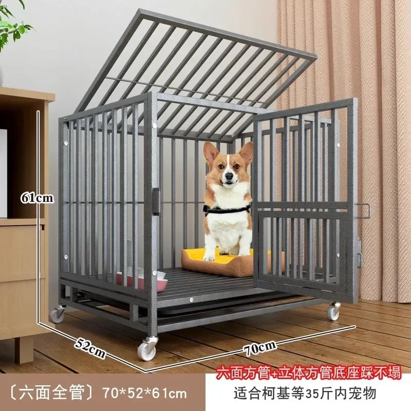 Black Floating Silver Right Angle Hexagonal Full Square Tube Pet Cage with Toilet Iron Cage Kennel