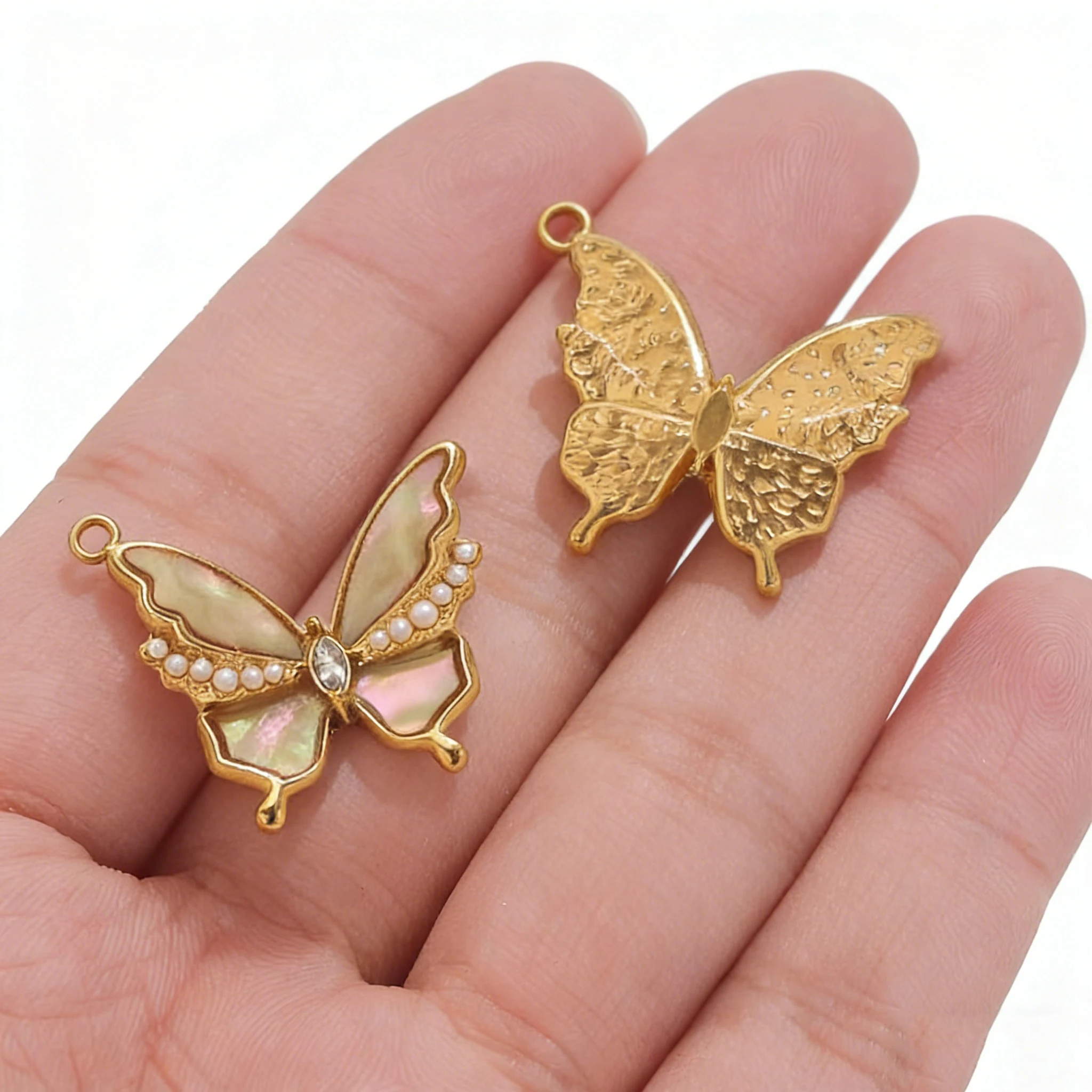 2PCS Butterfly Charms Enamel S - Butterfly Pendant Necklace recension och pris
