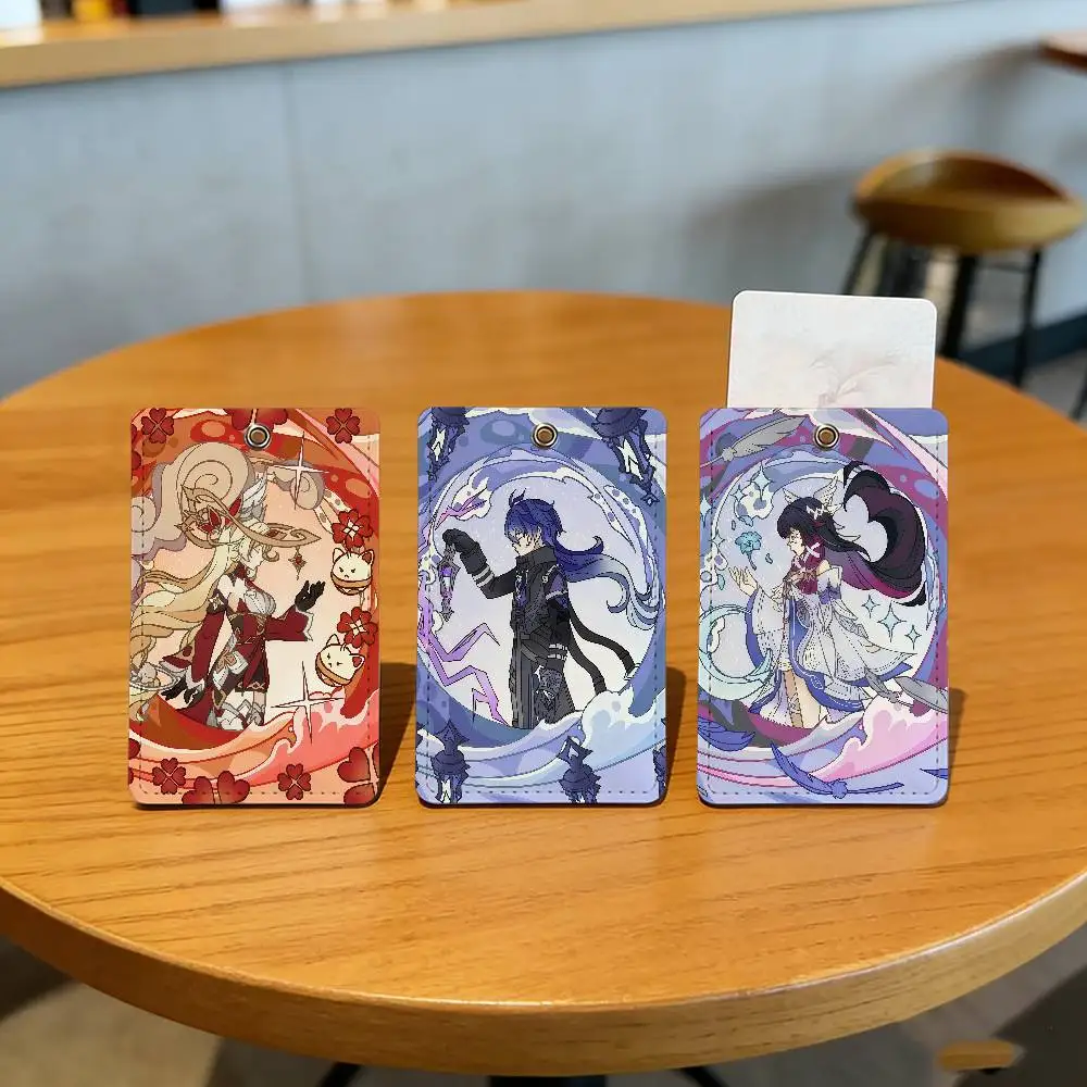 Genshin Impact Skirk Flins Bus House بطاقة الوصول الغطاء الواقي للمدرسة سلسلة مفاتيح مستطيلة من جلد البولي يوريثان معرف الأكثر مبيعًا #2