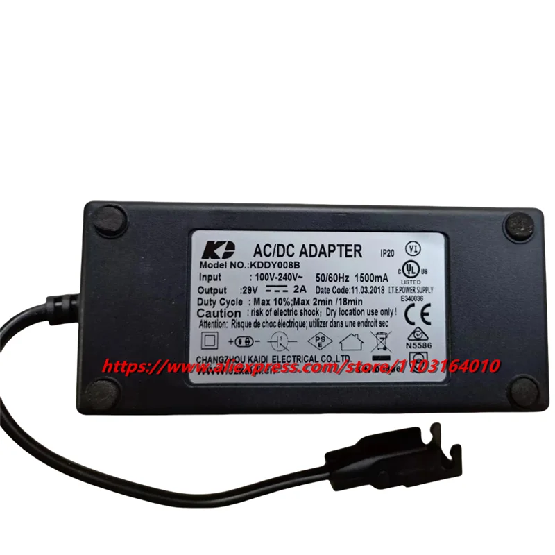 本物の KAIDI KDDY008B AC/DC アダプタ 29V 2A 電源リクライニング