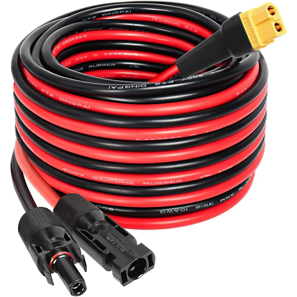 25FT 10AWG Solar to XT60 Extension Cable Adapter for Panel to Power Station Battery