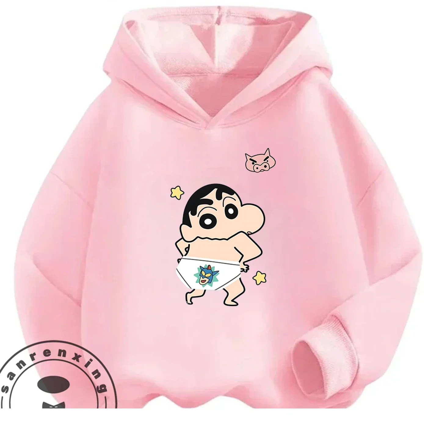 Soft Casual Hooded Sweatshirt Cute Cartoon Winter Trendy Kids Hoodie Crayon Shin Chan 3 14 Years