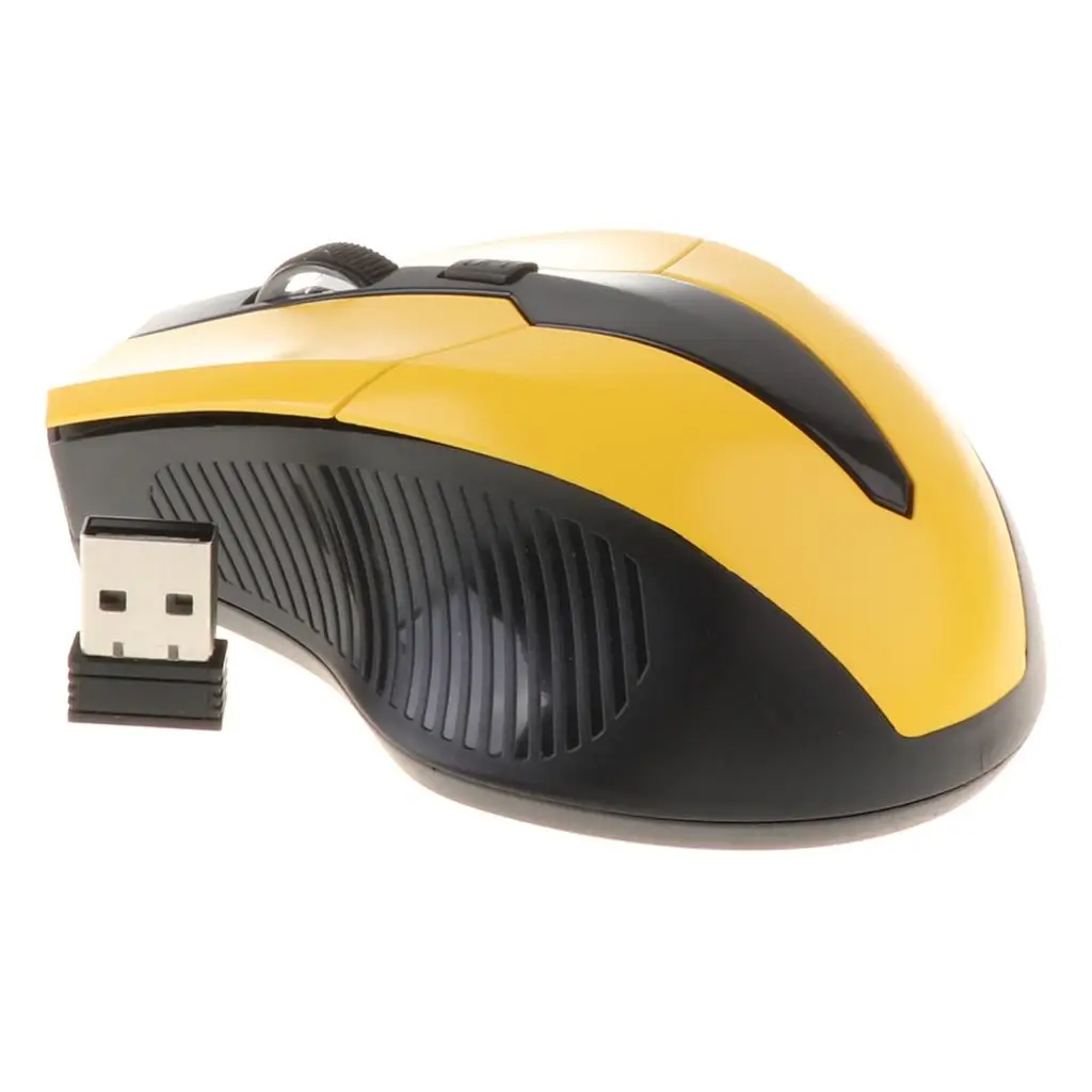 Ergonomic Wireless Mouse 2.4 Ghz Optical Cordless Mice Yellow Computer Accessory for Laptop and Desktop Use