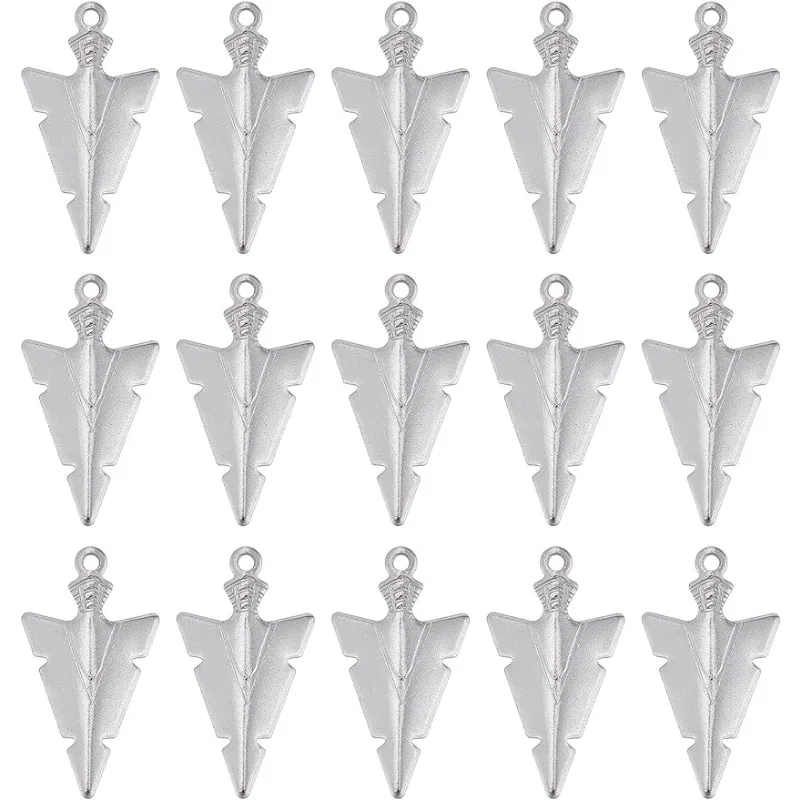 1 Box 50Pcs Arrowhead Charms 201 Stainless Steel Arrow Charm Triangle Charms for Jewelry Making Charm Necklace