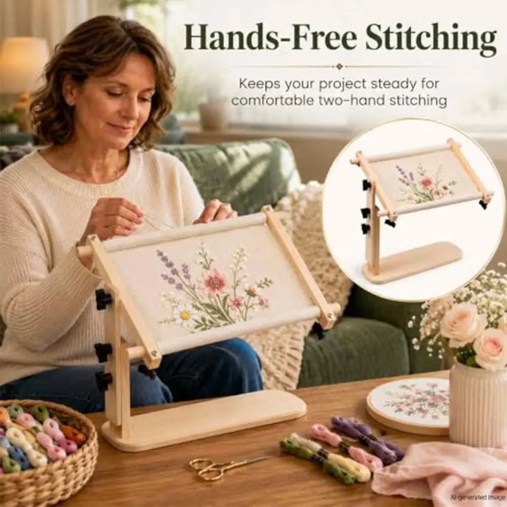 New Adjustable Angle Embroidery Stand Wood Portable Cross Stitch Stand Scroll Frame Holder Needlepoint