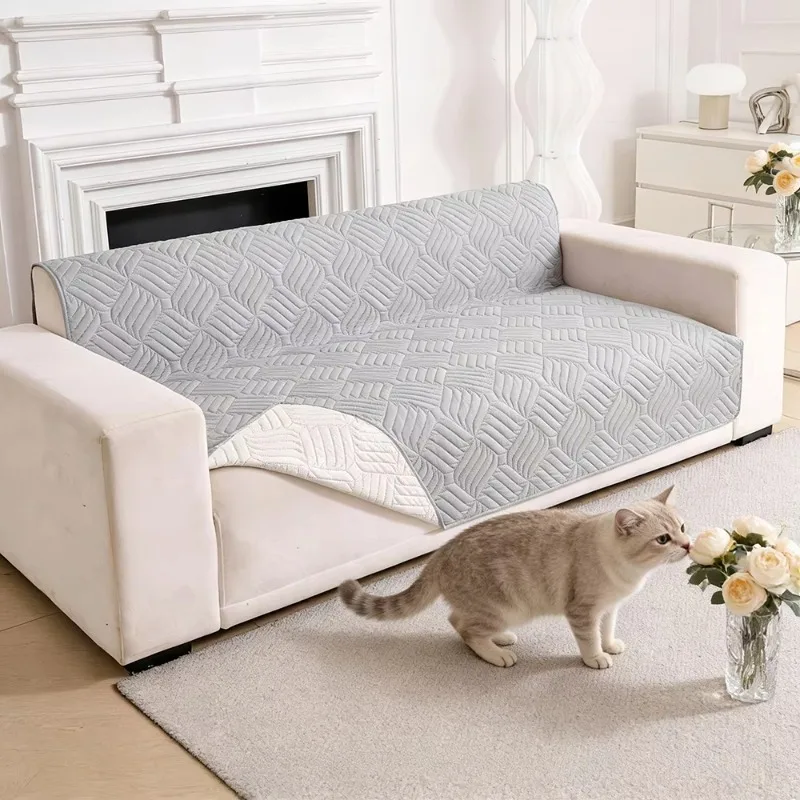 Pet Sofa Cushion, Geometric Texture Anti Scratch Protective Cover Towel, Washable Sofa Bed Pad for Cats Dogs, Home Decoration