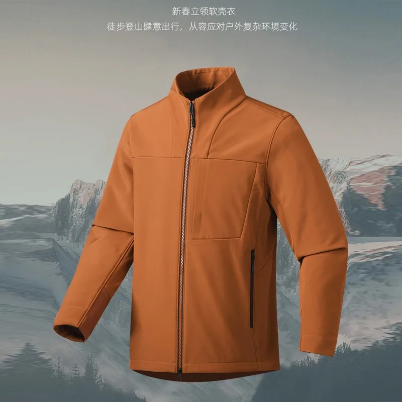 

Windproof jacket outdoor soft shell jacket men's and women's spring and autumn waterproof breathable stand-up collar jacket new