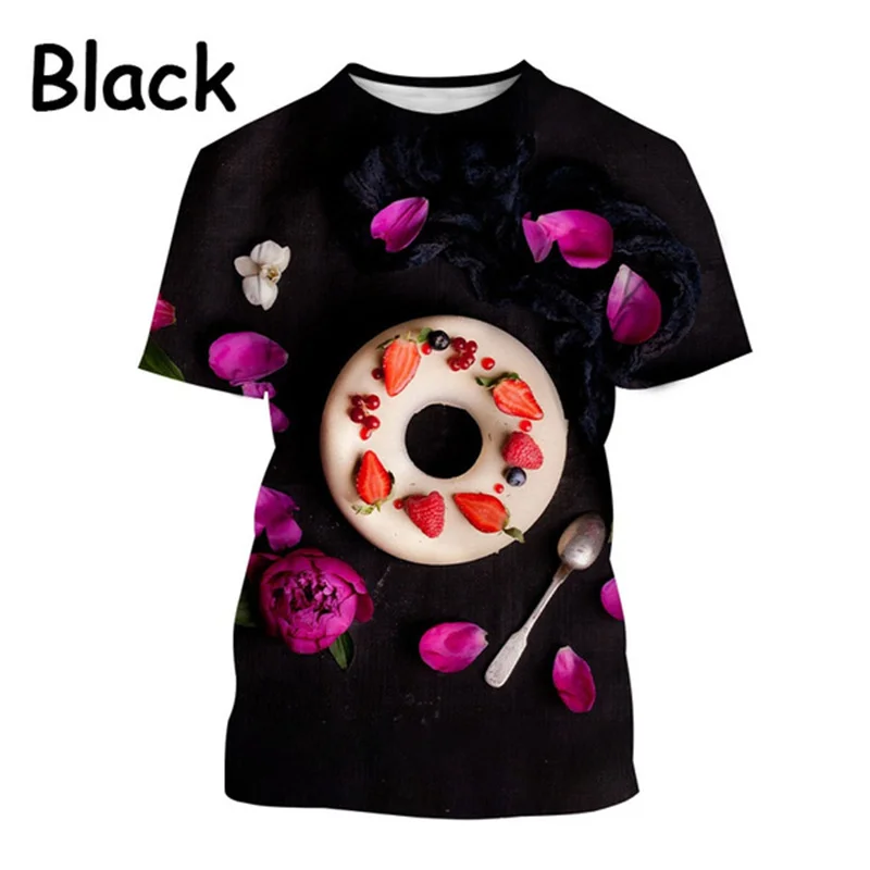 Donuts Graphic T Shirt for Men Clothing 3D Print Chocolate Doughnut T-shirt Casual Kids Tops Tee Shirts Womens Leisure y2k Tops