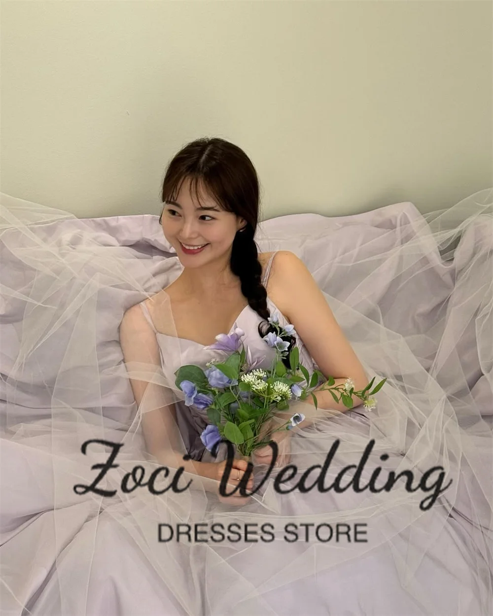 Zoci elegante com decote em v vestidos de noite sem mangas alças espaguete ocasião especial vestido de festa personalizado vestidos de casamento da coreia