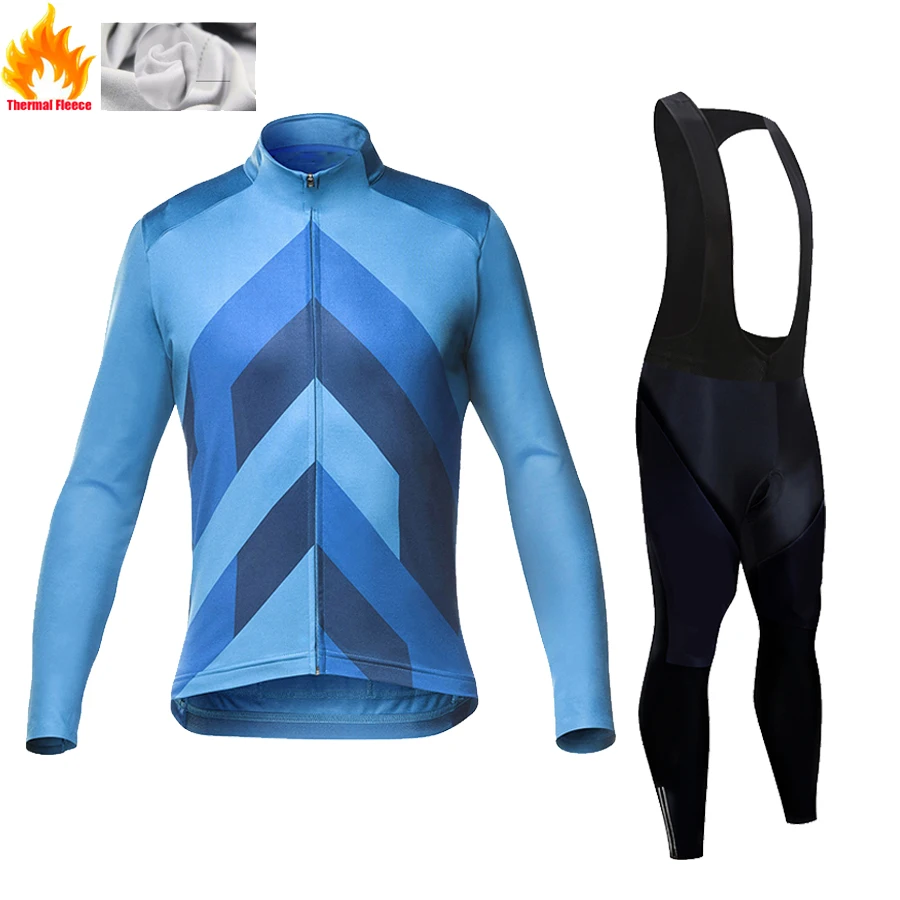 

2025 Pro Warm Winter Thermal Fleece Cycling Jersey Sets Men Outdoor Riding MTB Ropa Ciclismo Bib Pants Set Cycling Clothing