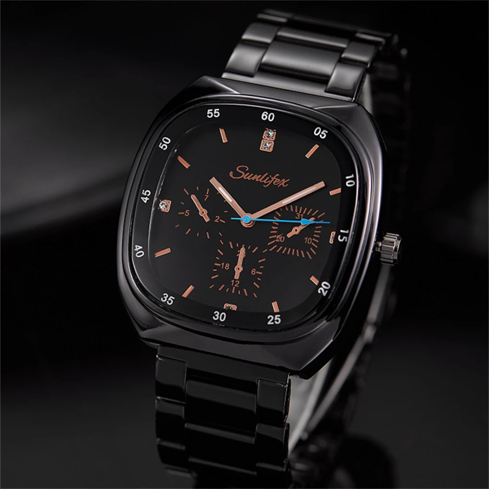 

New fashionable personalized quartz steel strip watch luminous waterproof square dial for men and women casual simple wristwatch