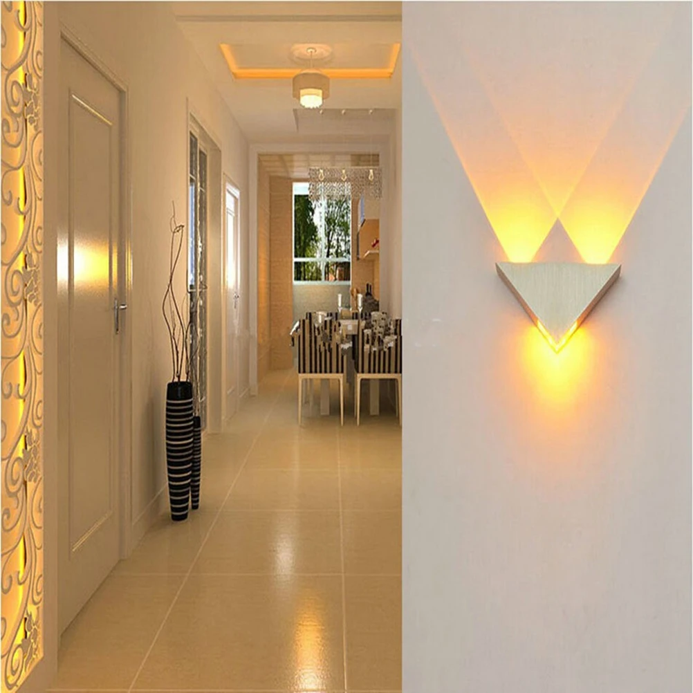 

3W Led Wall Lamp Modern Triangle Aluminum Sconce For Bedroom Bathroom Corridor Decorative Ambient Light Durable Metal