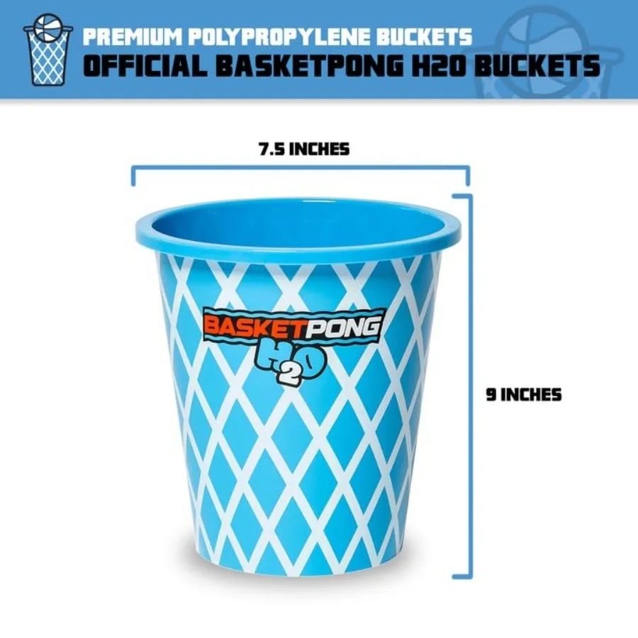 Jogo de Pong Inflável para Piscina com Baldes e Bolas para Diversão Aquática ao Ar Livre no Jardim, Praia ou Quintal Inclui 12 Baldes e 2 Bolas