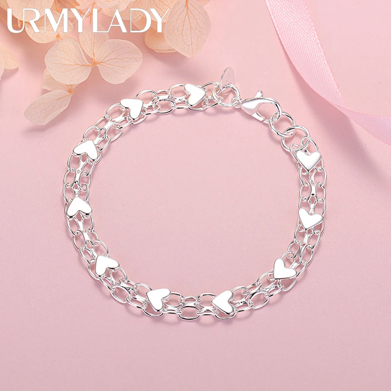 New original design 925 Sterling Silver romantic heart bracelet for women fashion jewelry wedding party Valentine\'s Day gifts