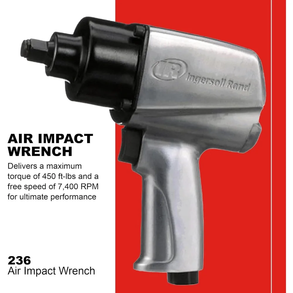 Ingersoll Rand 236 1/2 مفتاح ربط هوائي، 450 قدم - رطل عزم دوران عكسي أقصى، قبضة مسدس