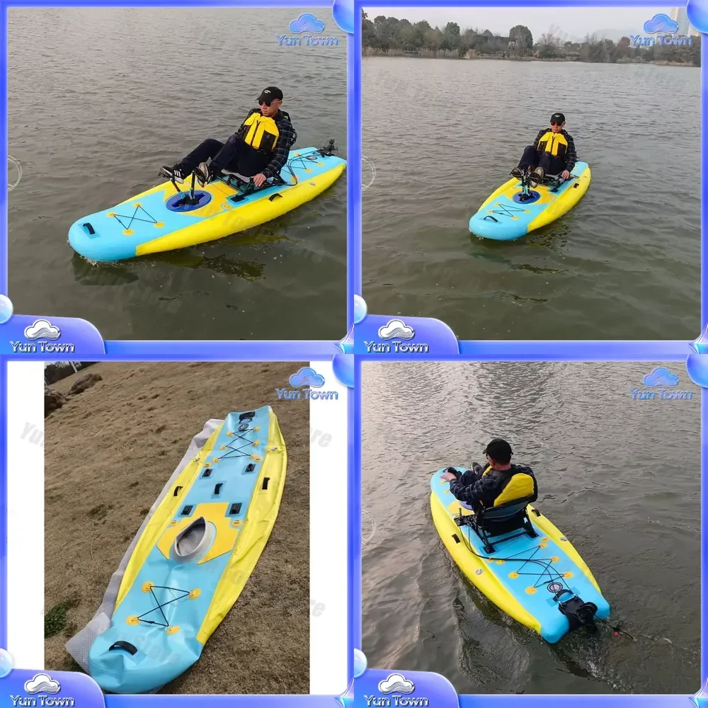 Inflatable Pedal Boat for Yellow and Blue Leisure Kayak for Water Sports Recreation Holiday Fun Inflatable Kayak for Adults