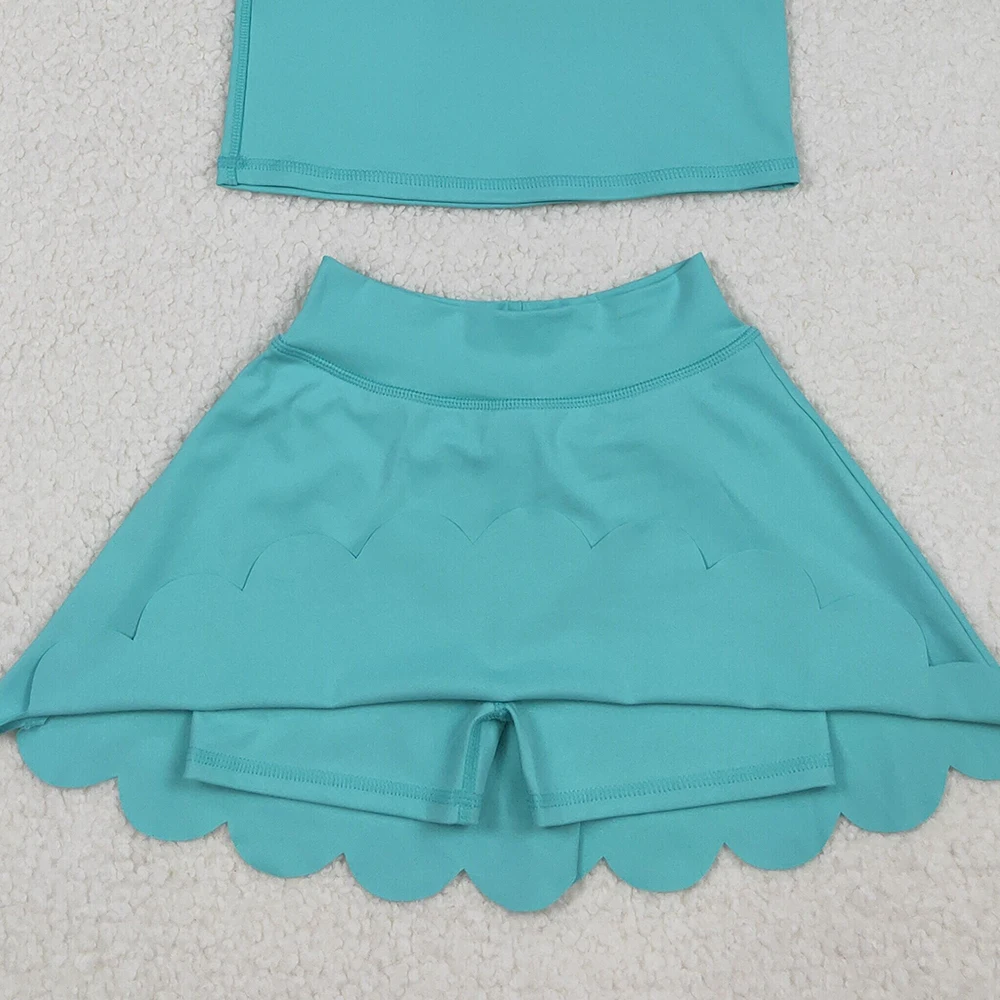 Set gonna superiore con bottoni senza maniche Aqua per neonata, set di abbigliamento sportivo alla menta, completo da yoga per bambina, completo leggero