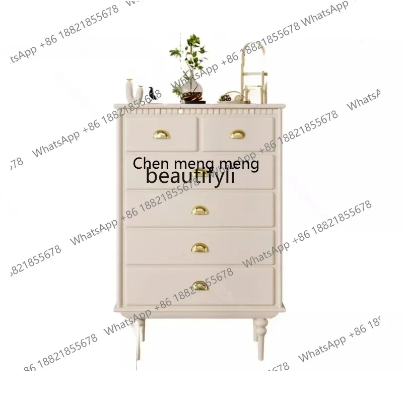 SS ss7486 French Cream Bucket Cabinet Bedroom Solid Wood Living Room Wall Storage High Cabinet Storage Side Cabinet