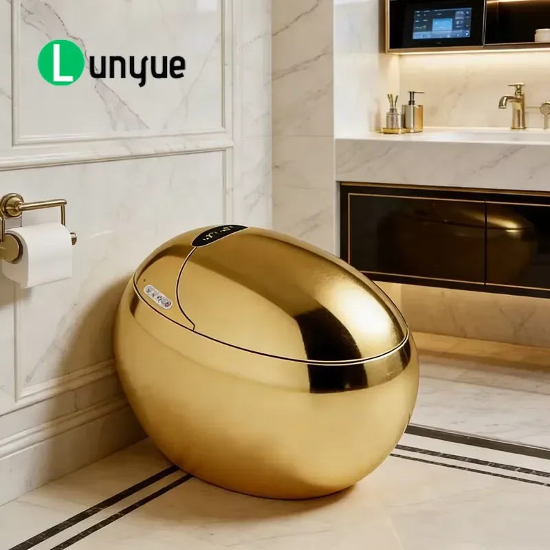 Golden Egg Shaped Tankless Smart Toilet Modern Bathroom Fixture Automatic Flush Heated Seat Bidet Function Luxury Home Decor