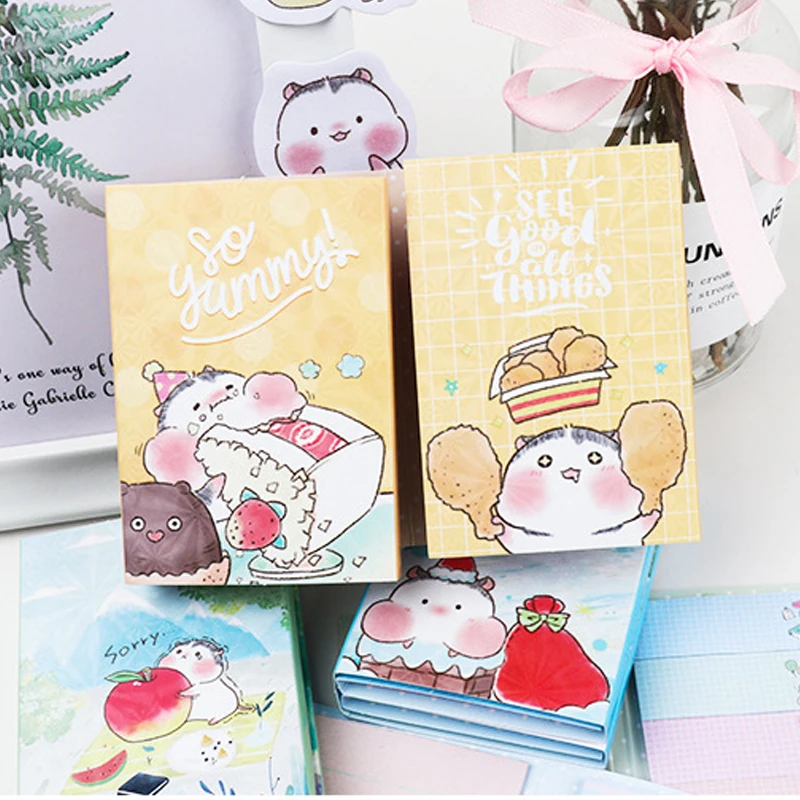 1pack/lot Kawaii Peach Hamster Decorative Message Note Memo Pad Planner Stickers Material Escolar Office Decoration Stationary