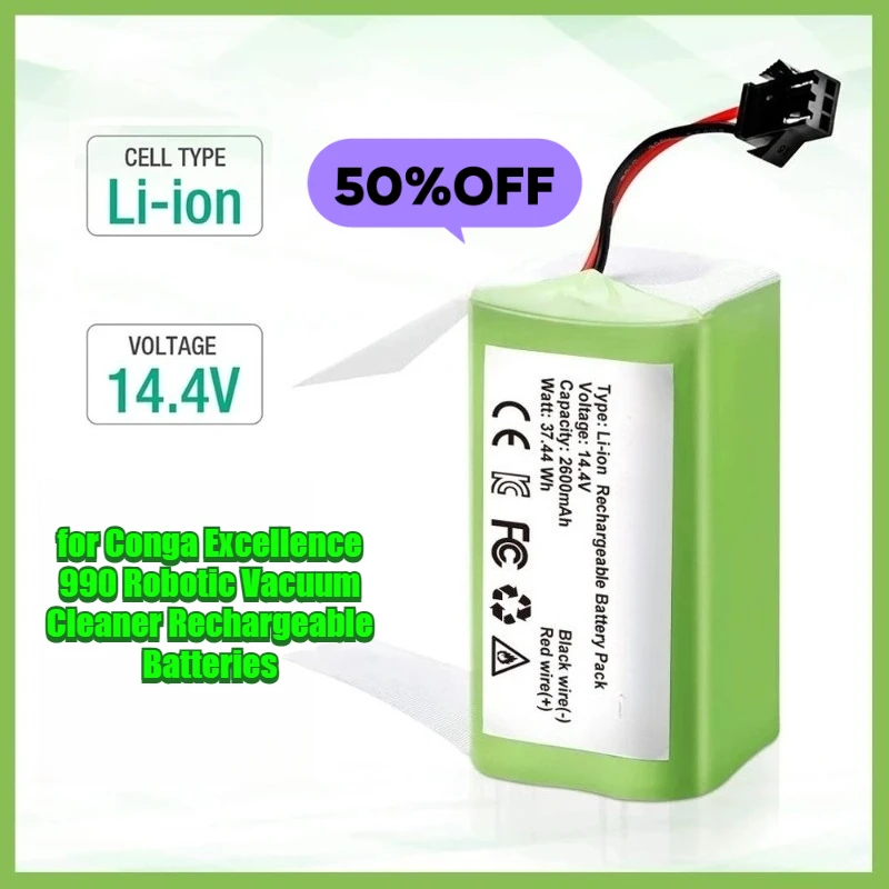 

14.4v Battery for Conga Excellence 990 Robotic Vacuum Cleaner Rechargeable Batteries