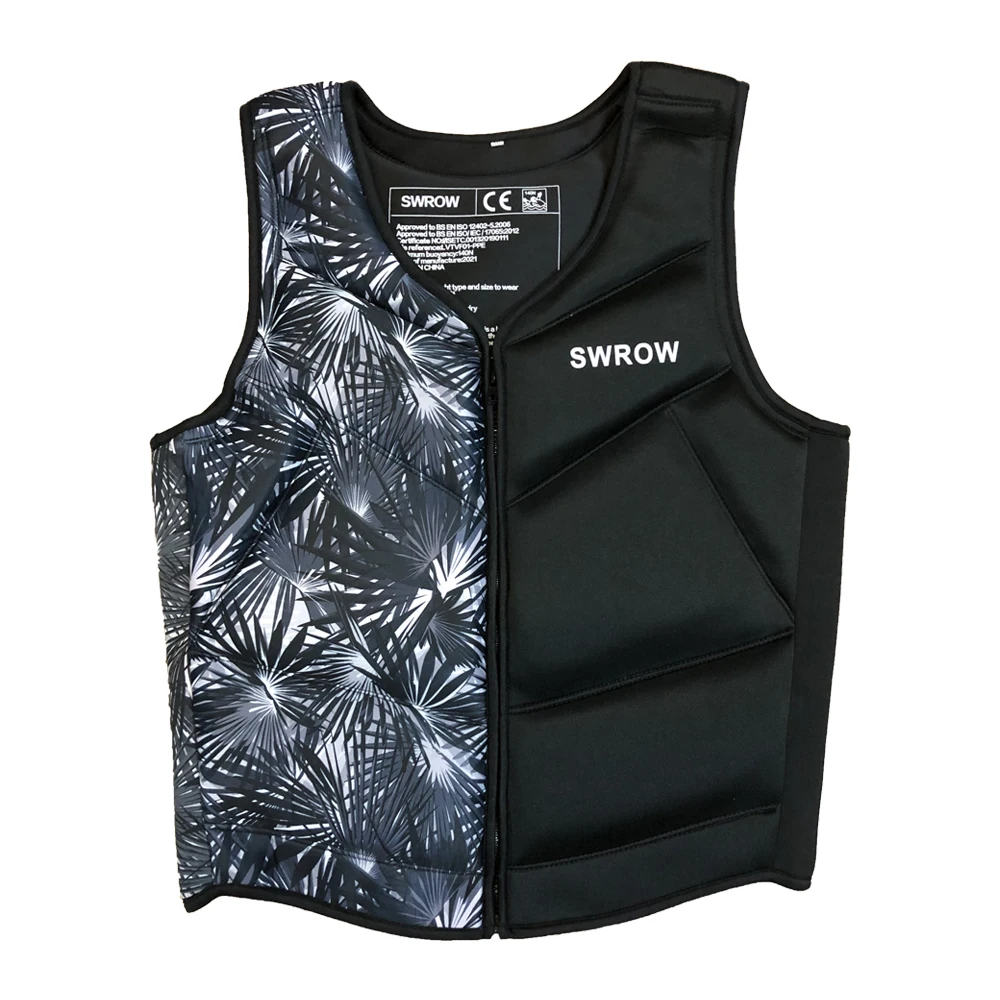 Swrow Neoprene เสื้อชูชีพสำหรับผู้ใหญ่เสื้อแจ็คเก็ตลอยน้ำสำหรับผู้ชายและผู้หญิงแบบพกพาสำหรับตกปลาท่องเรือคายัคกีฬาทางน้ำ