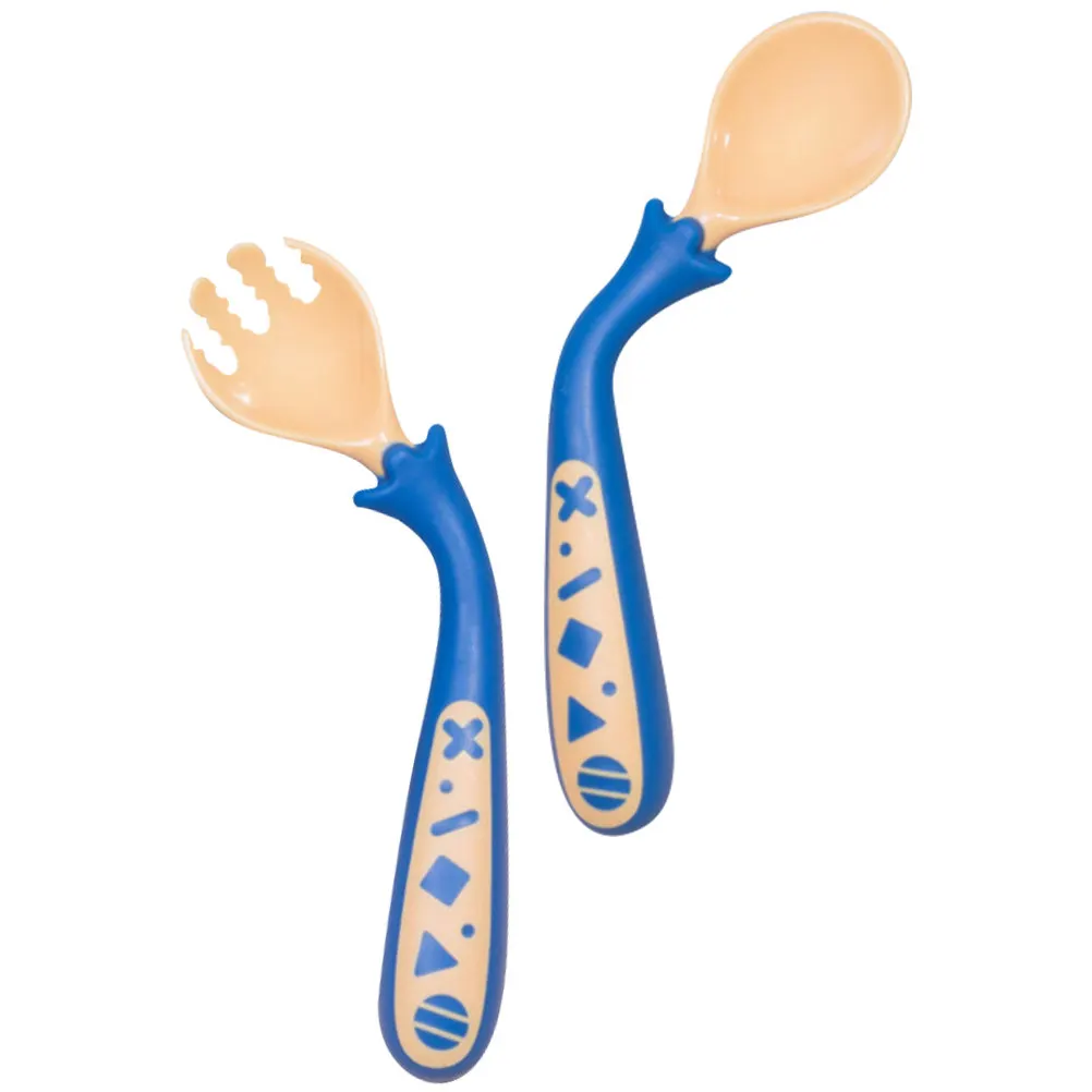 

1Set Baby Feeding Spoon Fork Set High-Quality PP Tpe Stainless Steel Bendable Design for Feeding Training Tableware
