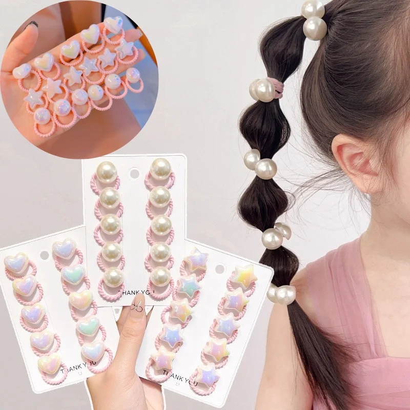 

10pcs/set Cute Baby Girl Hair Love Bands Cartoon Love Heart Star Hair Ties Toddler Elastic Rubber Band Kids Hair Ropes Headwear