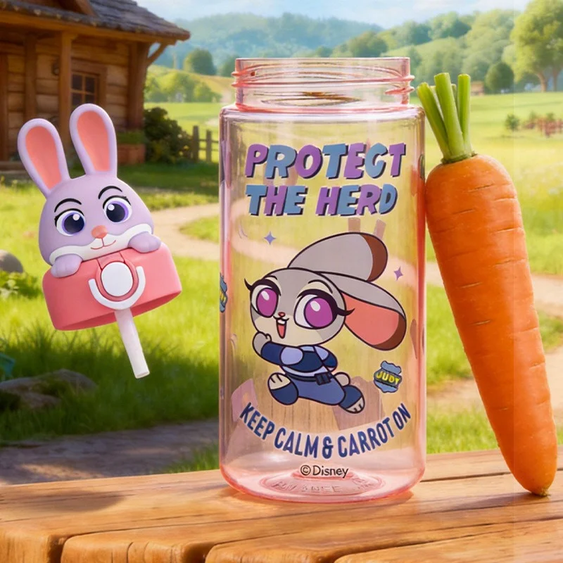 X&W For Zootopia Doll Head Straw Cup Cartoon Judy Nick Pop Up Cup Summer Children Outdoor Water Bottle Couple Style BirthdayGift