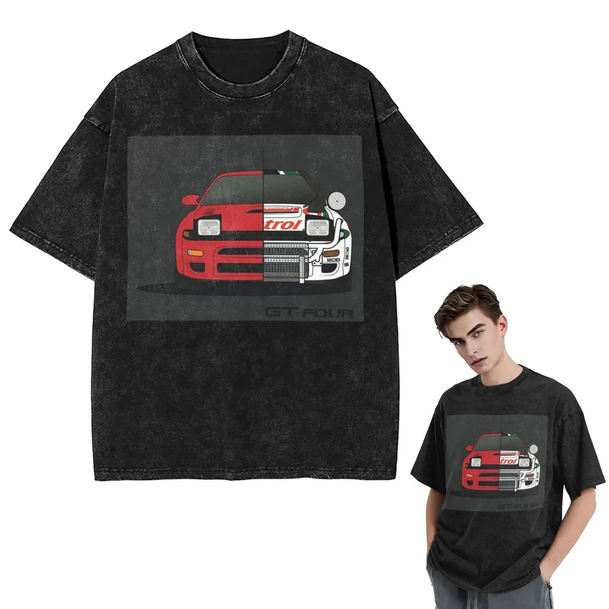 Streetwear T-Shirts Celica Gt-Four Alltrac All Trac Awd Rally Raid Washed T Shirt Short Sleeve Hip Hop T-Shirt Tops Tees