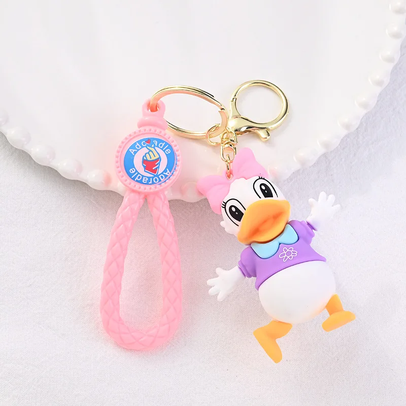 MINISO Disney Cartoon Keychain Mickey Minnie Donald Duck Goofy Silicone Pendant Key Holder Cute Jewelry Decoration Accessories