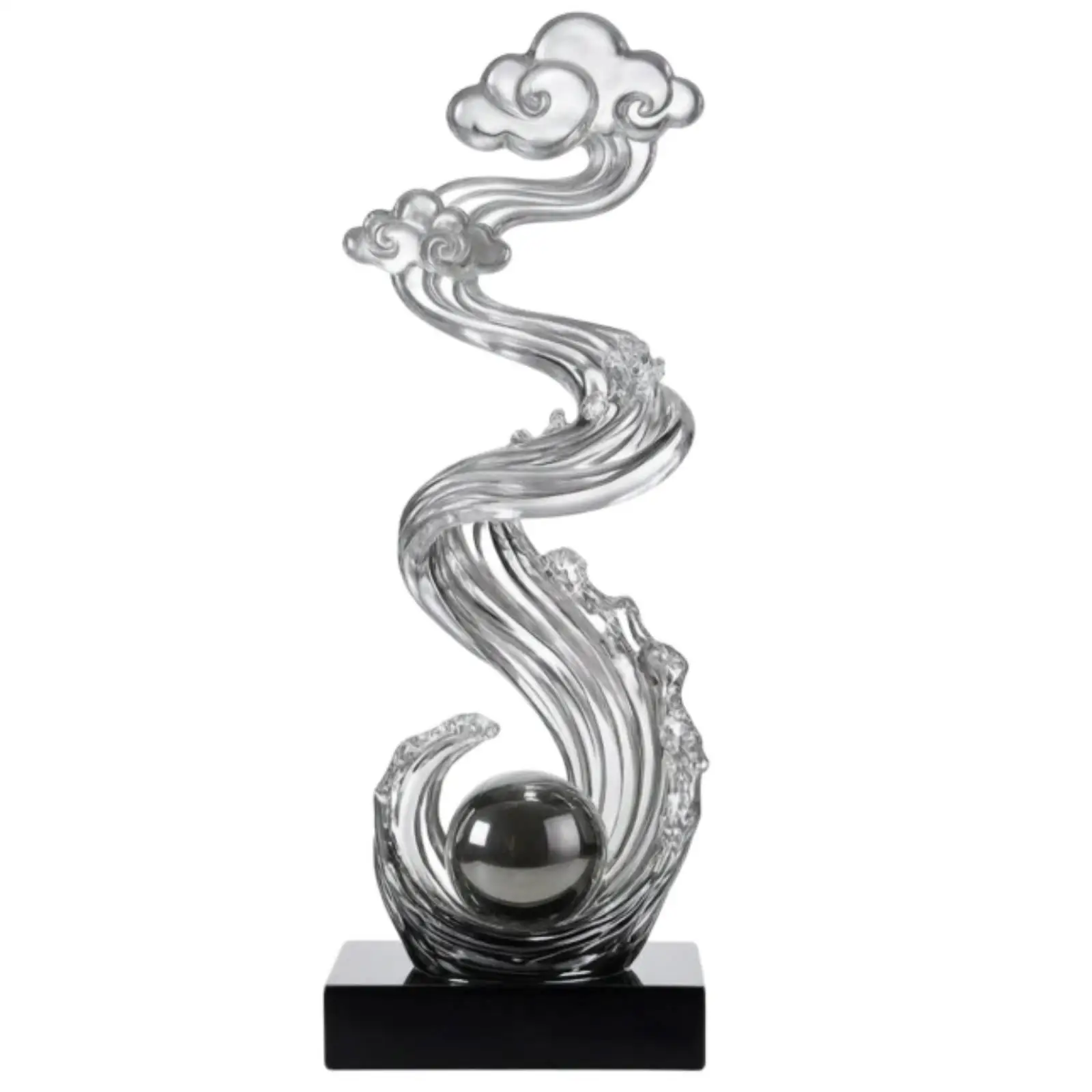Luxury Ruyi Sculpture with Crystal Ball S Shaped Gradient Resin Statue Tabletop
