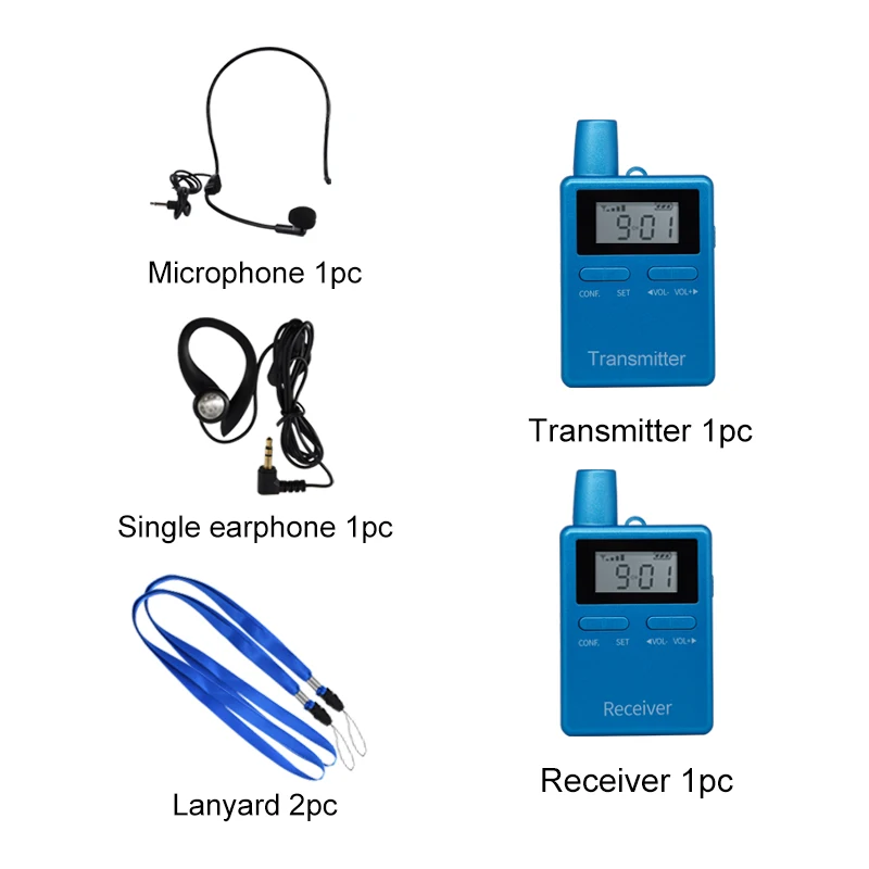 RC2401 Wireless Audio Tour Guide System 1 Transmitter 1 Receiver For Travel Horseback Riding Church Meeting