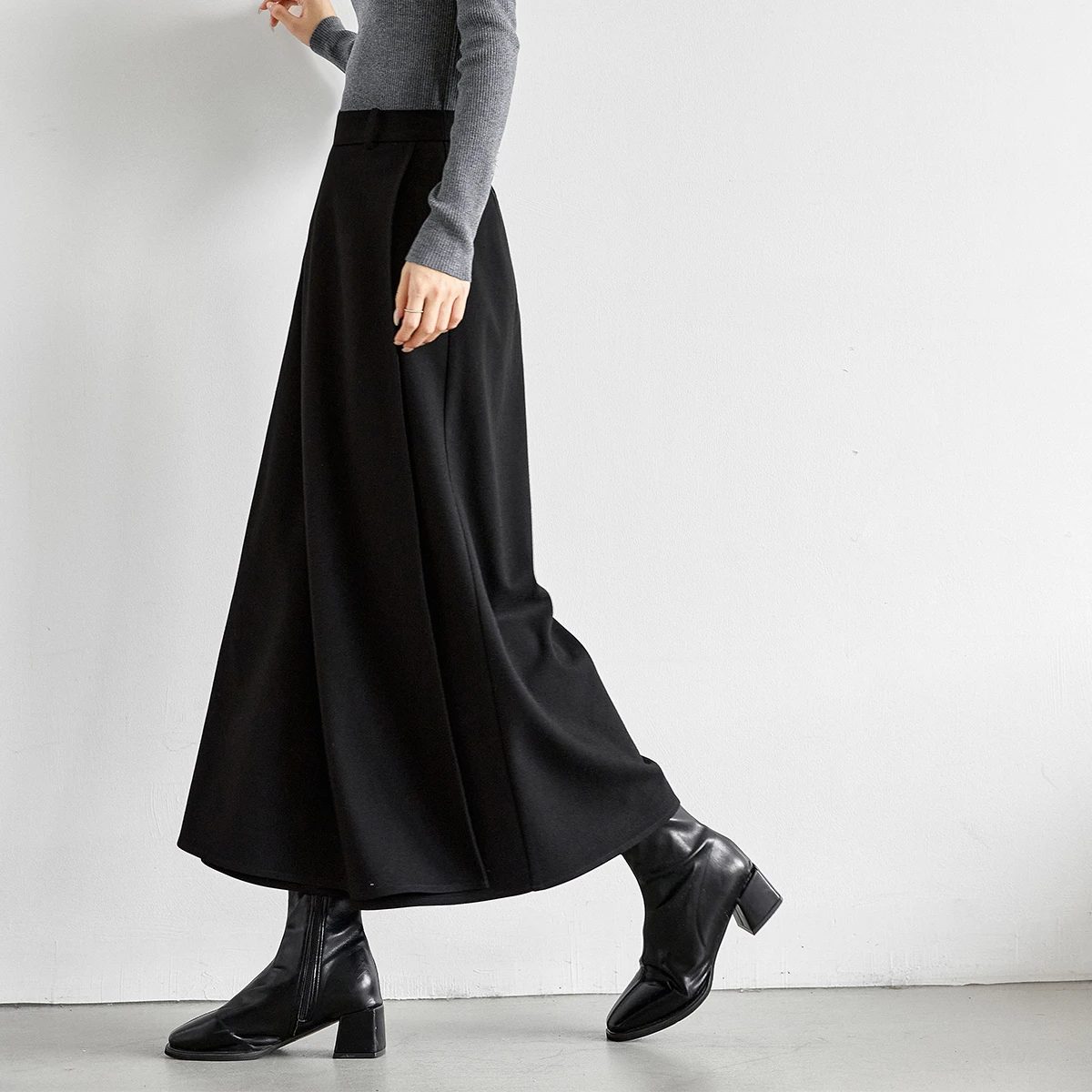 VIMLY Women's Black Long Pants Casual Draped Wide Leg Ladies Trousers Office Wear Zip Up High Waist Loose Female Pants M9588