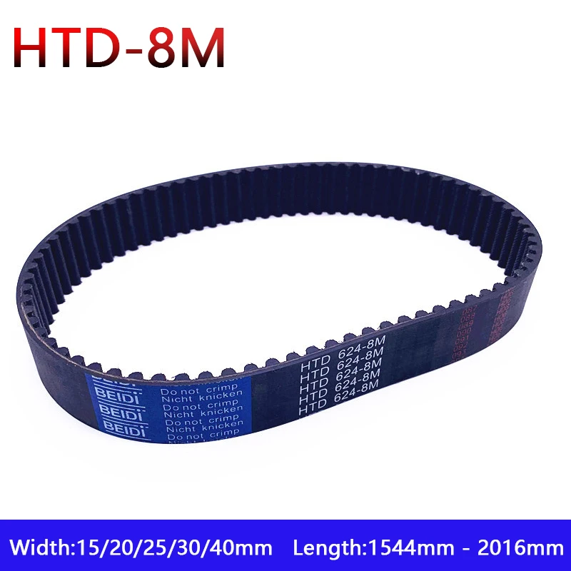 

Pitch 8mm Drive Belts Width 15/20/25/30/40mm HTD-8M Rubber Closed Loop Timing Belt Length 1544 1552 1560 1568mm to 2016mm