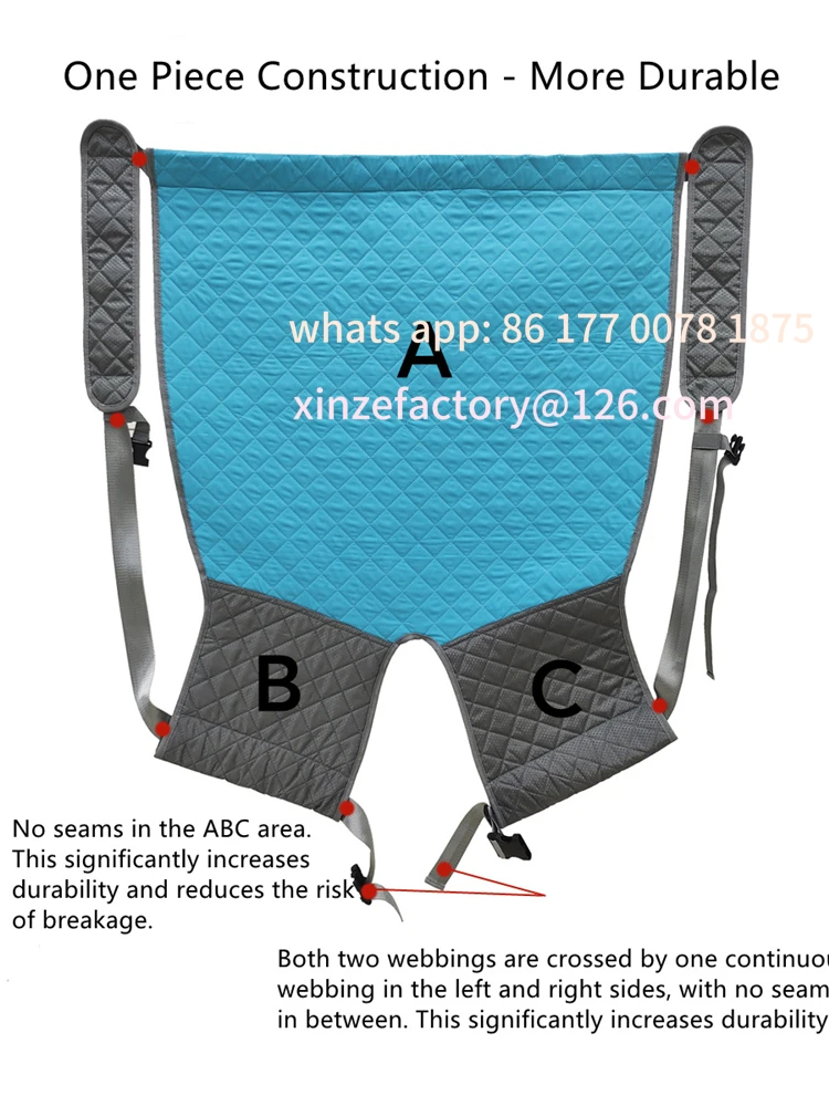 Customizable Patient Lift Sling One-Person Transfer Belt Elderly/Disabled Up/Down Stairs To Bed Wheelchair Transferring Strap
