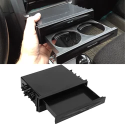 2 in 1 Car Radio Storage Box Multi Purpose ABS Universal 1DIN 2 Layer Black Cup Holder for Collecting Items