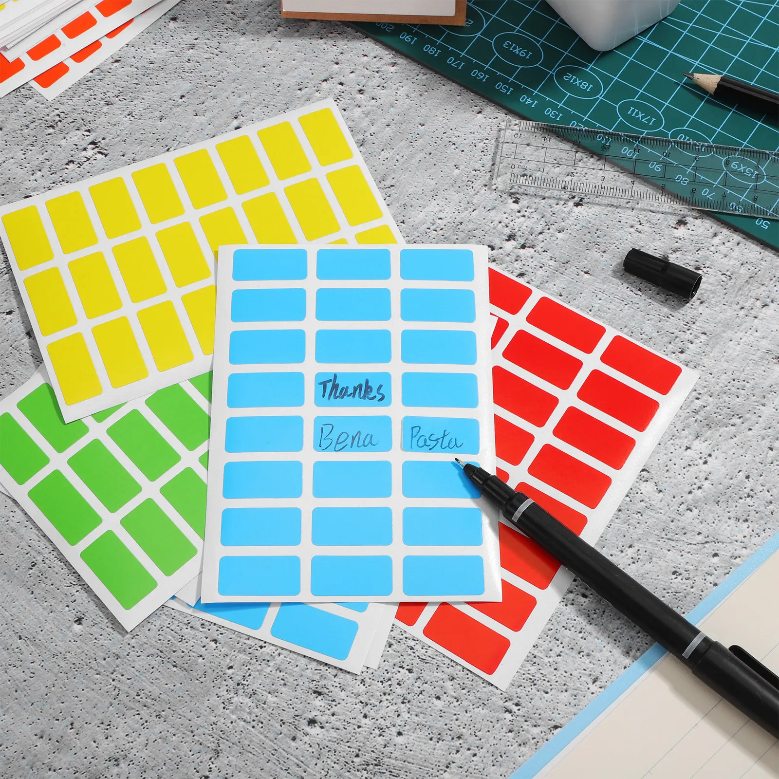 

6Packs Colored Label Stickers Rectangular Marking Labels Removable Easy Peel Off Labels for Organization Office School Home Use