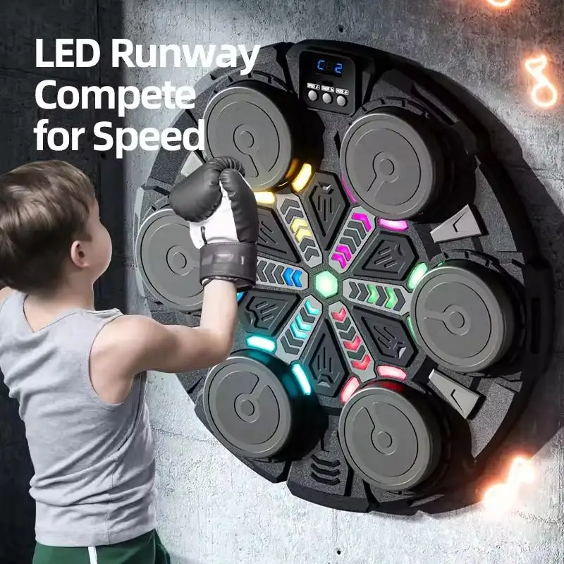 آلة الملاكمة الموسيقية الذكية الجديدة للكبار/الأطفال الرياضة اللياقة البدنية الملاكمة المدرب المنزل ممارسة الاستجابة التدريب الملاكمة جدار الهدف