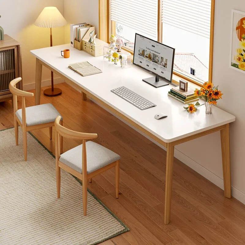 Customized long desk, solid wood legs, rectangular desk, student writing computer desk, home workbench