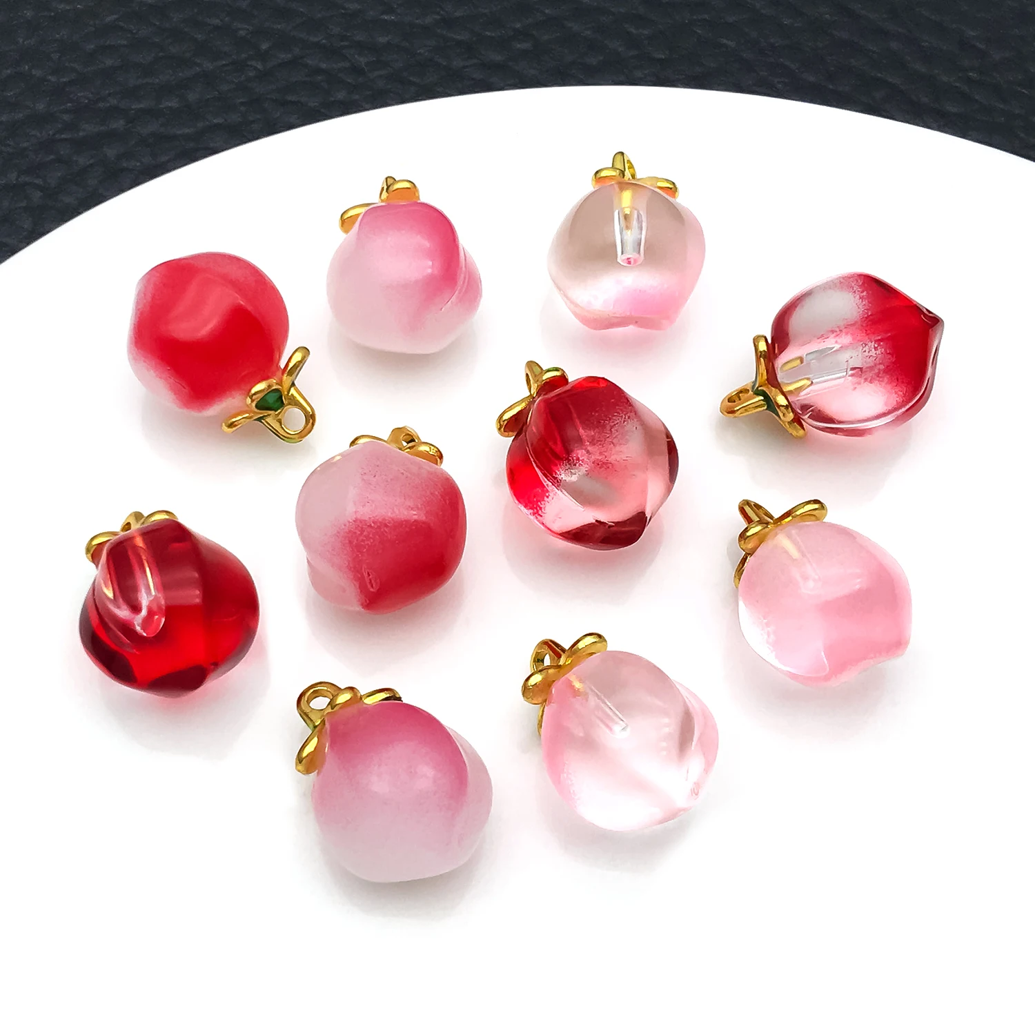 10pcs 17x12x12mm colored glaze green leaf honey peach charms pendant for DIY earrings necklace bracelet making accessories