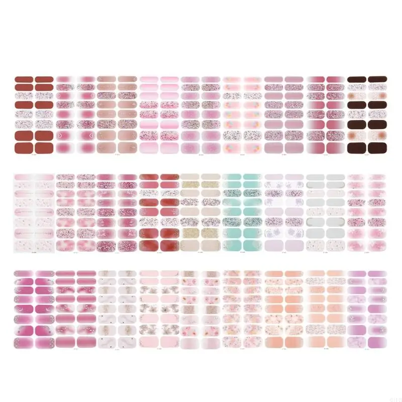 Q1FB Unghie scintillanti Strisce smalto Adesivo per unghie artistiche Adesivi per manicure Adesivo per smalto per unghie per