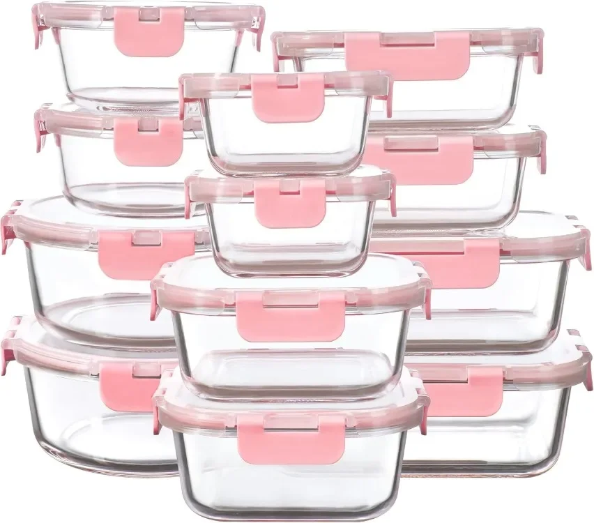 

Great Discounts.12 Pack Glass Storage Containers with Lids, Leak-Proof Meal Prep Containers, Dishwasher/Microwave/Oven/Freezer S